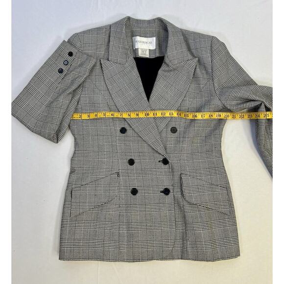 Women’s VTG Hugo Buscati Collection Blazer Houndstooth Gray Size 14 Preppy - Picture 9 of 12